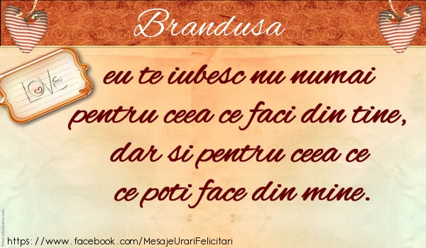 Felicitari de dragoste - Brandusa eu te iubesc nu numai pentru ceea ce faci din tine, dar si pentru ceea ce poti face din mine.