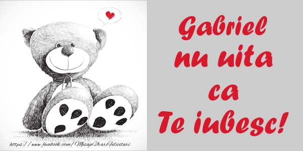 Felicitari de dragoste - Ursuleti | Gabriel nu uita ca Te iubesc!