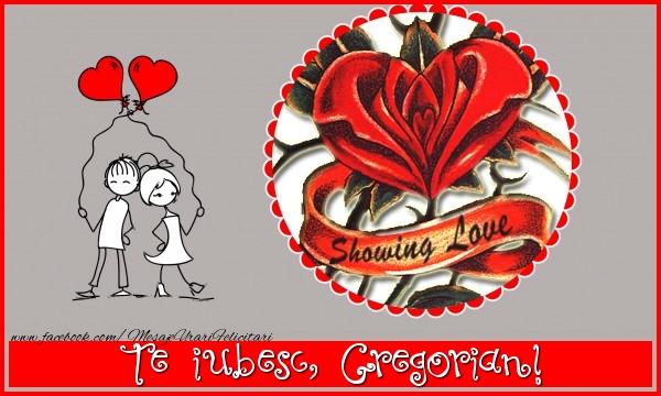 Felicitari de dragoste - ❤️❤️❤️ Inimioare & 1 Poza & Ramă Foto | Te iubesc, Gregorian!