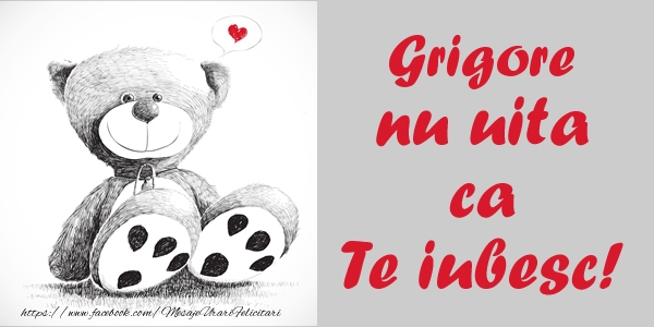 Felicitari de dragoste - Ursuleti | Grigore nu uita ca Te iubesc!
