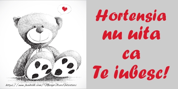 Felicitari de dragoste - Ursuleti | Hortensia nu uita ca Te iubesc!