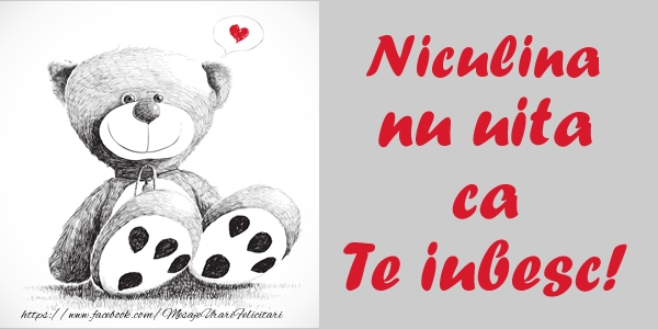 Felicitari de dragoste - Niculina nu uita ca Te iubesc!
