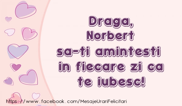 Felicitari de dragoste - ❤️❤️❤️ Inimioare | Draga, Norbert sa-ti amintesti in fiecare zi ca te iubesc!