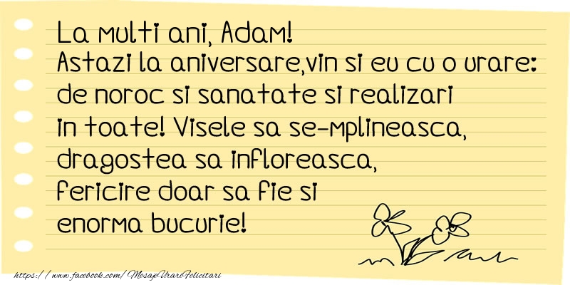 Felicitari de la multi ani - Flori & Mesaje | La multi ani Adam!