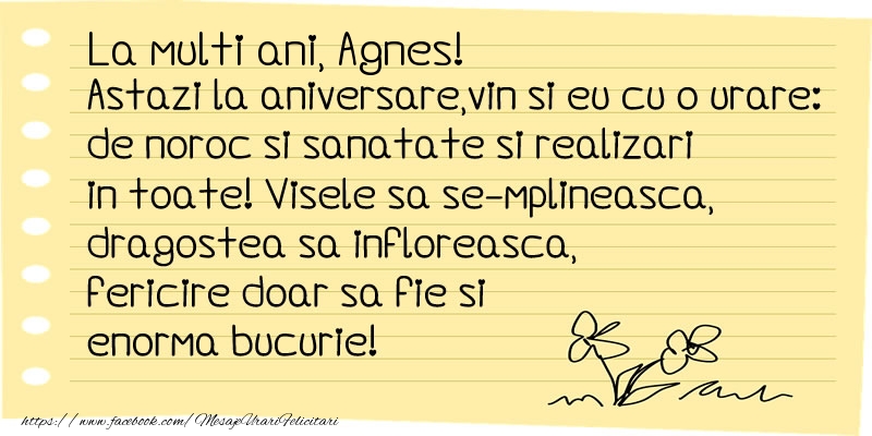 Felicitari de la multi ani - Flori & Mesaje | La multi ani Agnes!