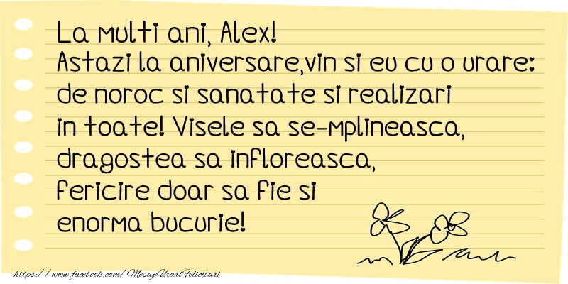 Felicitari de la multi ani - Flori & Mesaje | La multi ani Alex!