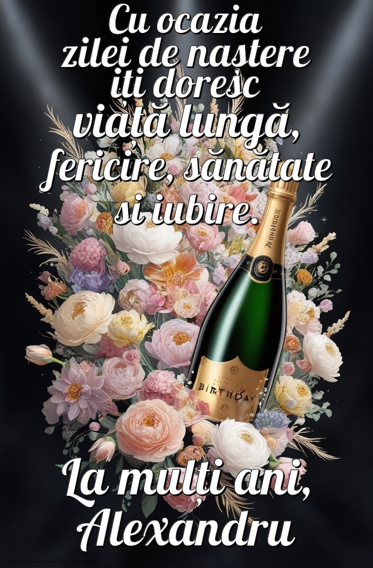 Felicitari de la multi ani - Flori & Sampanie | Personalizează felicitarea cu nume