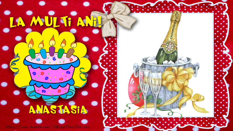 Felicitari de la multi ani - Tort & 1 Poza & Ramă Foto | La multi ani, Anastasia!