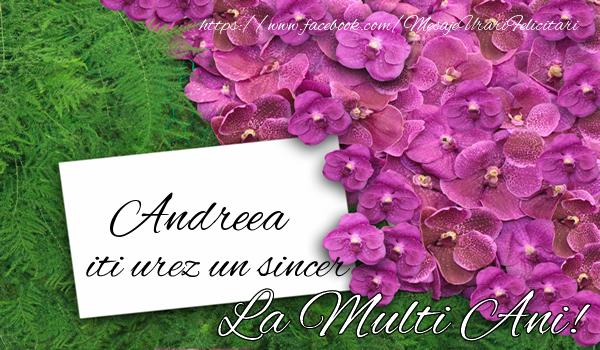 Felicitari de la multi ani - Andreea iti urez un sincer La multi Ani!