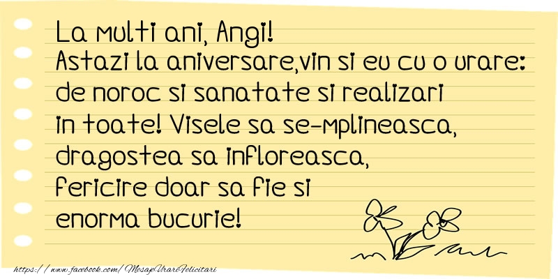 Felicitari de la multi ani - Flori & Mesaje | La multi ani Angi!