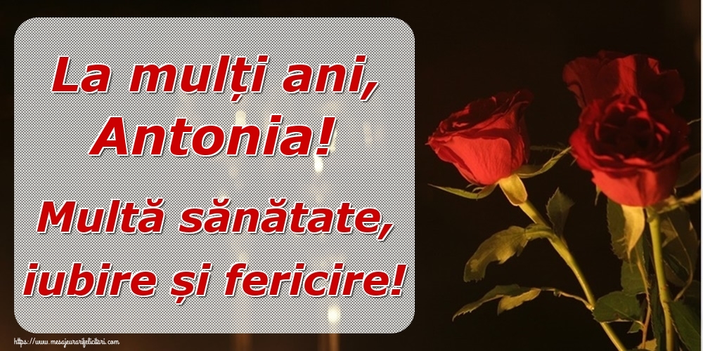 Felicitari de la multi ani - Trandafiri | La mulți ani, Antonia! Multă sănătate, iubire și fericire!