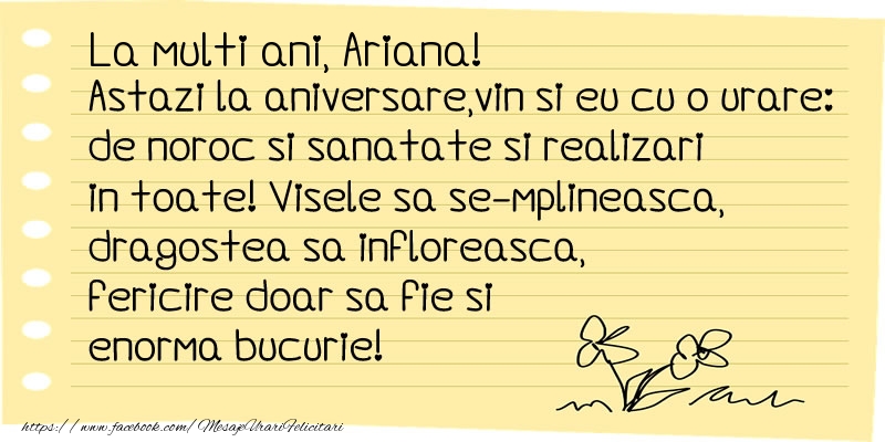 Felicitari de la multi ani - La multi ani Ariana!
