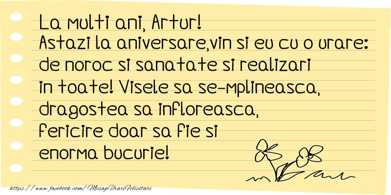 Felicitari de la multi ani - Flori & Mesaje | La multi ani Artur!