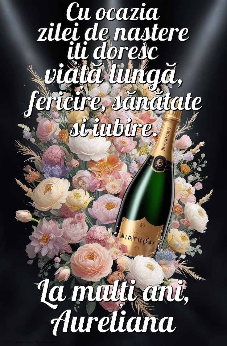 Felicitari de la multi ani - Flori & Sampanie | Personalizează felicitarea cu nume