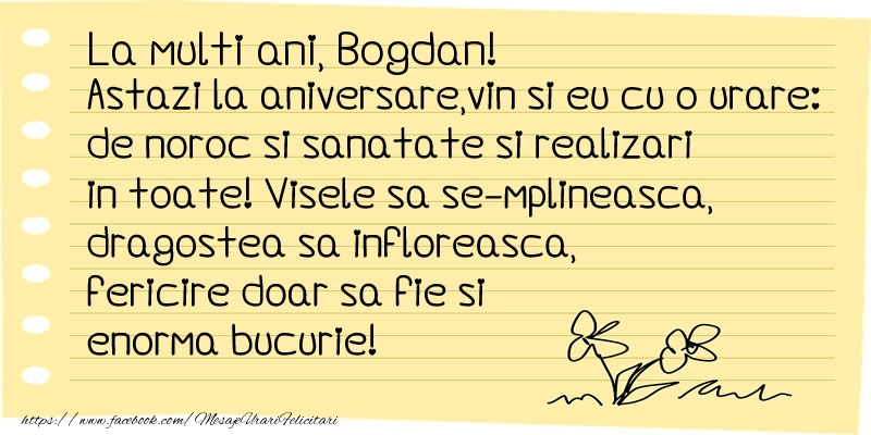 Felicitari de la multi ani - Flori & Mesaje | La multi ani Bogdan!