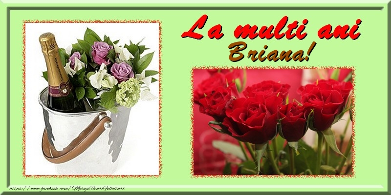 Felicitari de la multi ani - Flori & Trandafiri & 1 Poza & Ramă Foto | La multi ani Briana