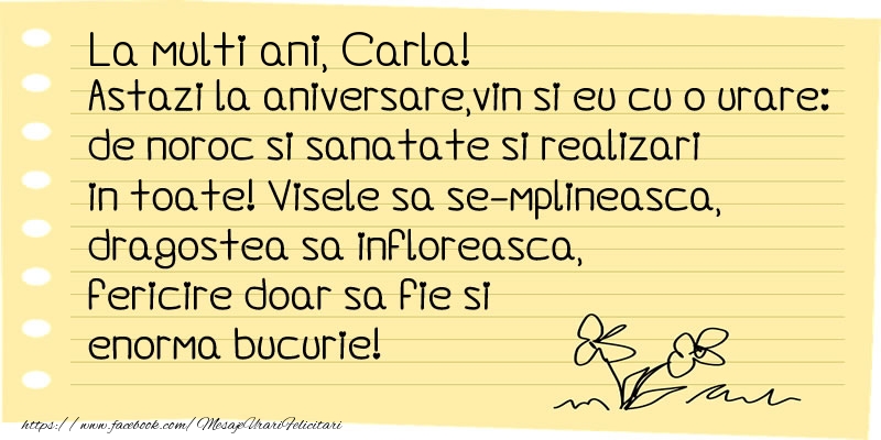Felicitari de la multi ani - Flori & Mesaje | La multi ani Carla!