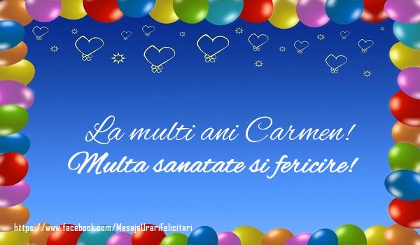  Felicitari de la multi ani - ❤️❤️❤️ Baloane & Inimioare | La multi ani Carmen! Multa sanatate si fericire!