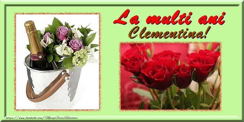 Felicitari de la multi ani - Flori & Trandafiri & 1 Poza & Ramă Foto | La multi ani Clementina