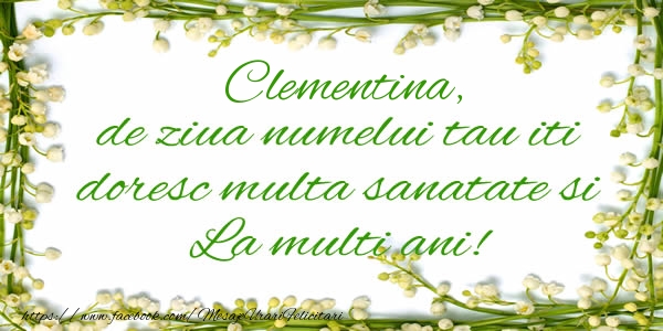 Felicitari de la multi ani - Flori & Mesaje | Clementina de ziua numelui tau iti doresc multa sanatate si La multi ani!