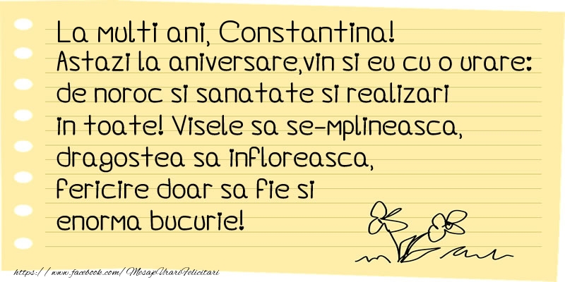 Felicitari de la multi ani - Flori & Mesaje | La multi ani Constantina!