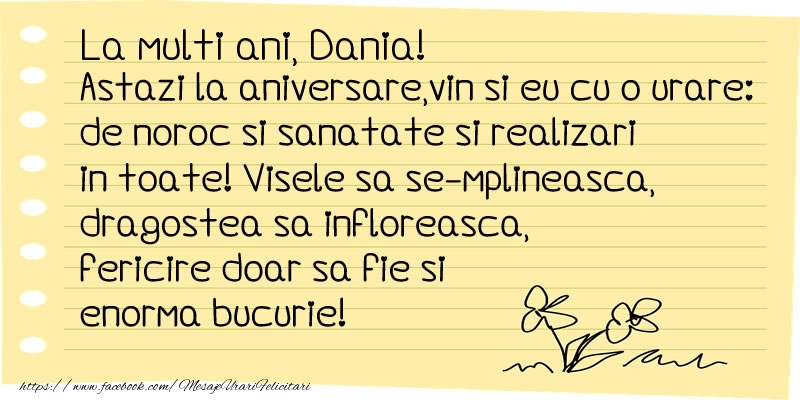 Felicitari de la multi ani - La multi ani Dania!