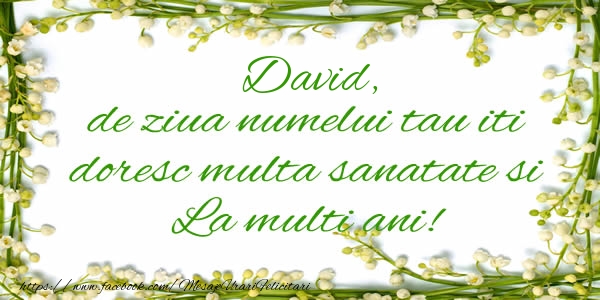 Felicitari de la multi ani - David de ziua numelui tau iti doresc multa sanatate si La multi ani!