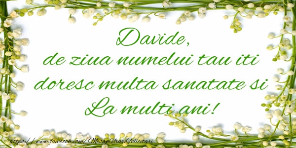 Felicitari de la multi ani - Davide de ziua numelui tau iti doresc multa sanatate si La multi ani!