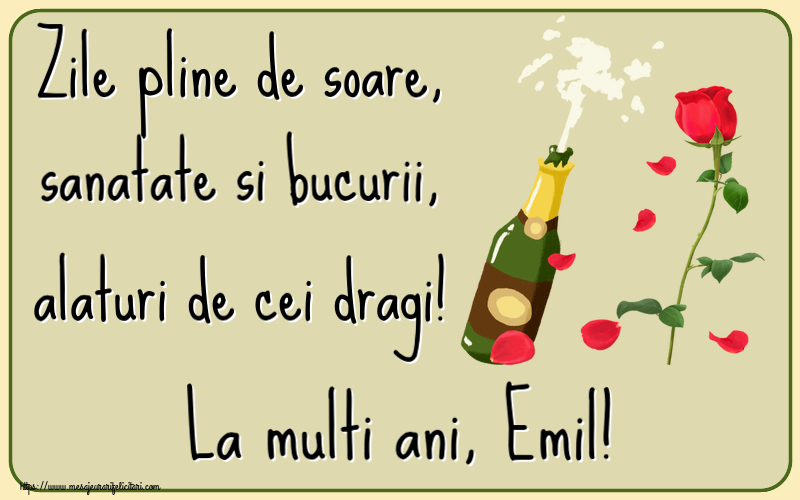 Felicitari de la multi ani - Flori & Sampanie | Zile pline de soare, sanatate si bucurii, alaturi de cei dragi! La multi ani, Emil!