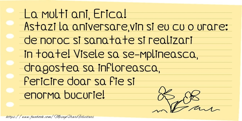 Felicitari de la multi ani - Flori & Mesaje | La multi ani Erica!