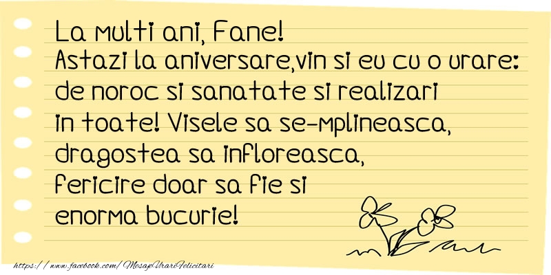 Felicitari de la multi ani - Flori & Mesaje | La multi ani Fane!