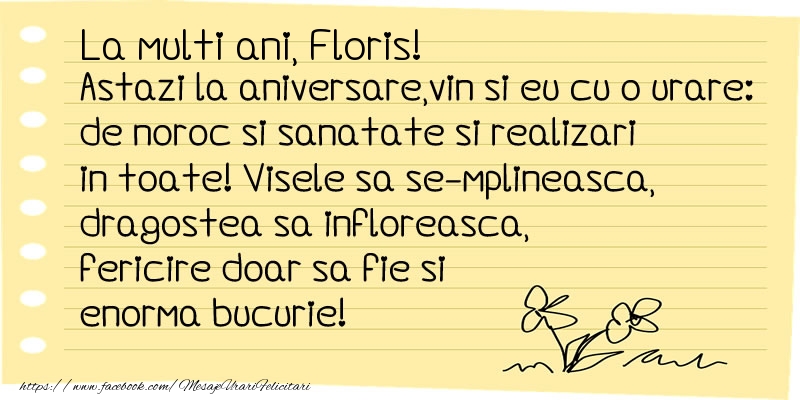 Felicitari de la multi ani -  La multi ani Floris!