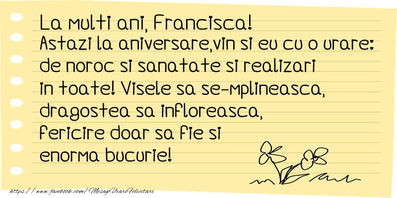 Felicitari de la multi ani - Flori & Mesaje | La multi ani Francisca!