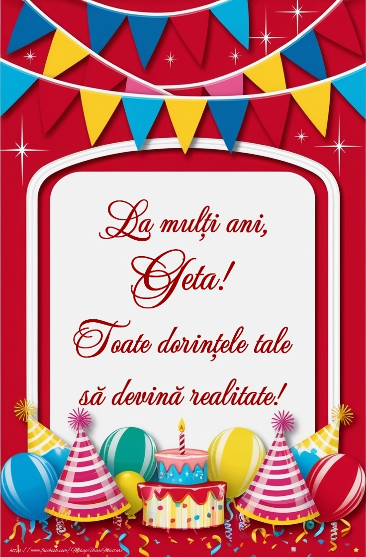 Felicitari de la multi ani -  Tort, baloane la petrecere pentru fete