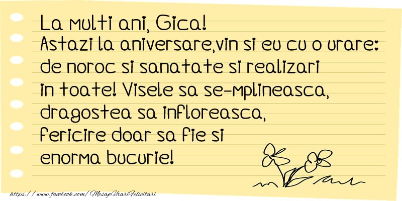 Felicitari de la multi ani - Flori & Mesaje | La multi ani Gica!