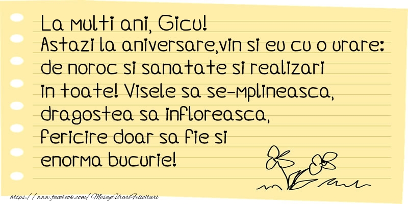 Felicitari de la multi ani - Flori & Mesaje | La multi ani Gicu!