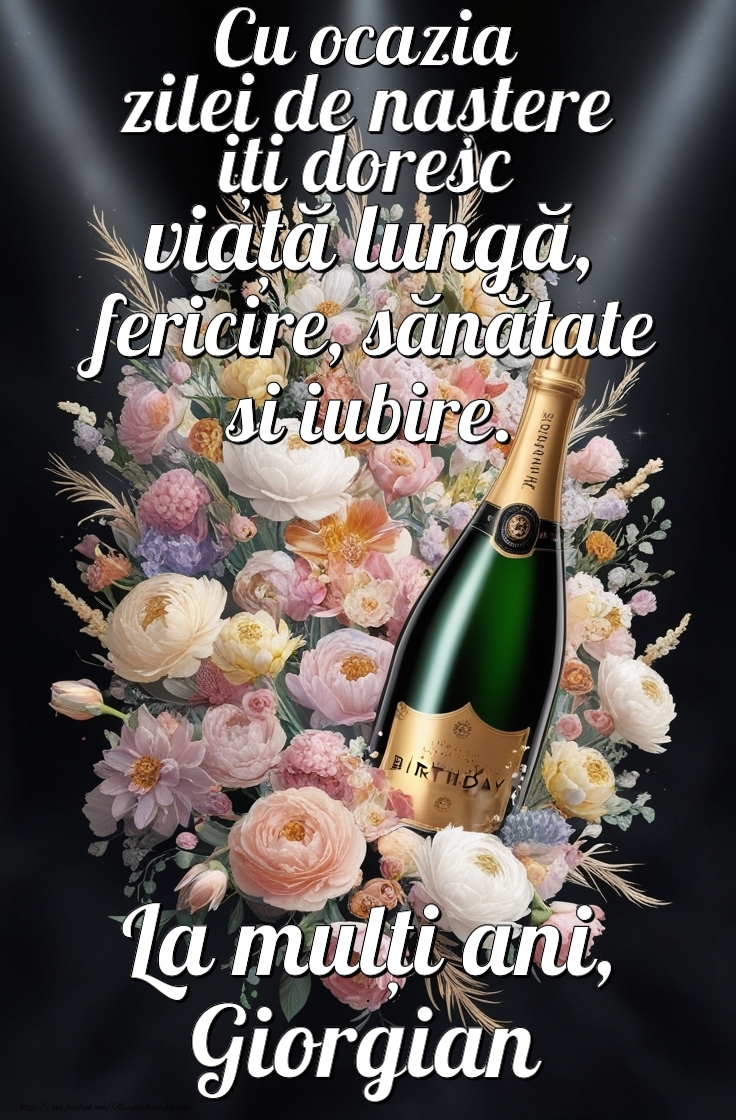 Felicitari de la multi ani - Flori & Sampanie | Personalizează felicitarea cu nume