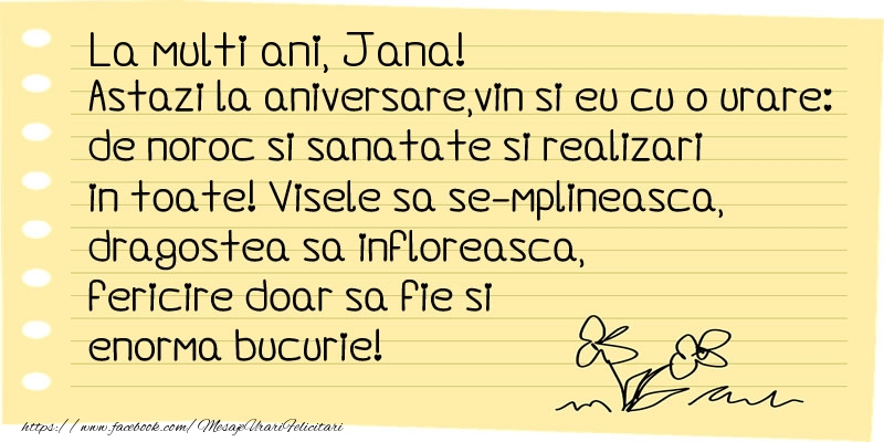 Felicitari de la multi ani - Flori & Mesaje | La multi ani Jana!