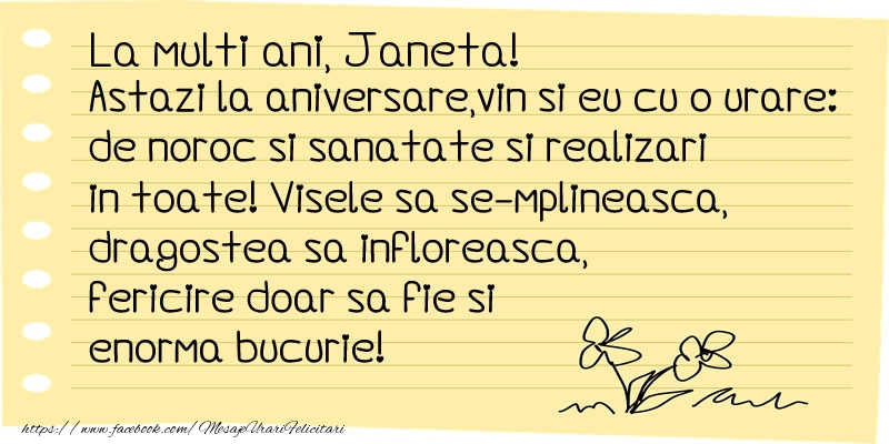 Felicitari de la multi ani - La multi ani Janeta!