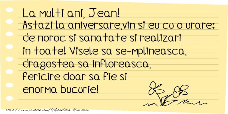 Felicitari de la multi ani - Flori & Mesaje | La multi ani Jean!