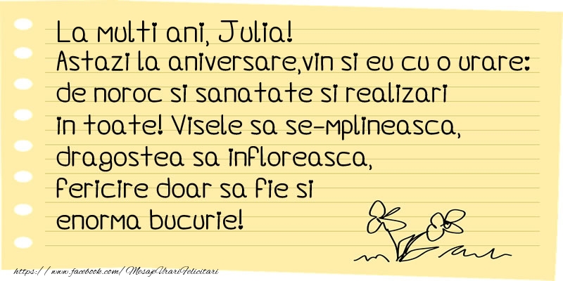 Felicitari de la multi ani - Flori & Mesaje | La multi ani Julia!