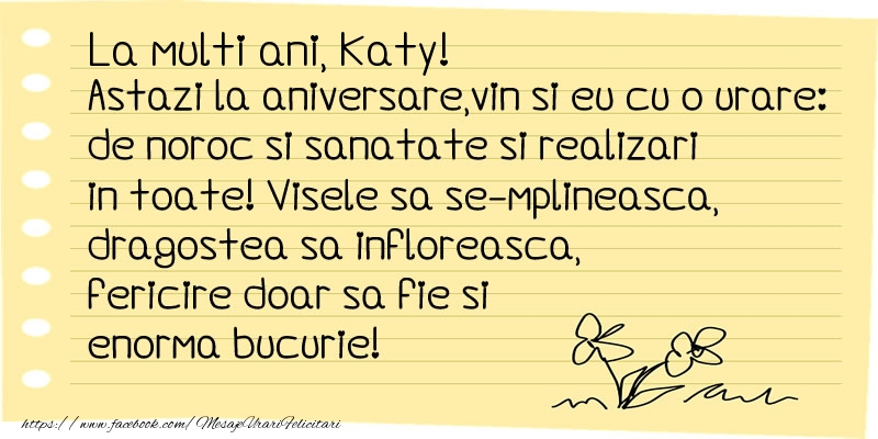 Felicitari de la multi ani - Flori & Mesaje | La multi ani Katy!