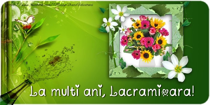 Felicitari de la multi ani - Flori & Sampanie & 1 Poza & Ramă Foto | La multi ani Lacramioara