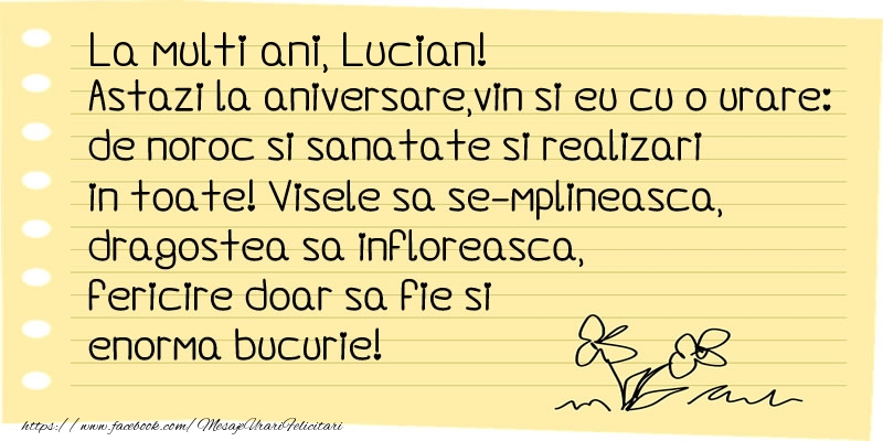 Felicitari de la multi ani - Flori & Mesaje | La multi ani Lucian!