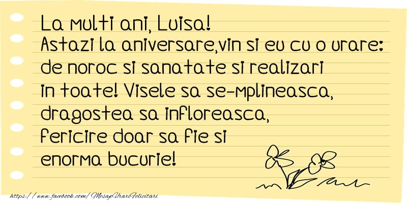 Felicitari de la multi ani - Flori & Mesaje | La multi ani Luisa!