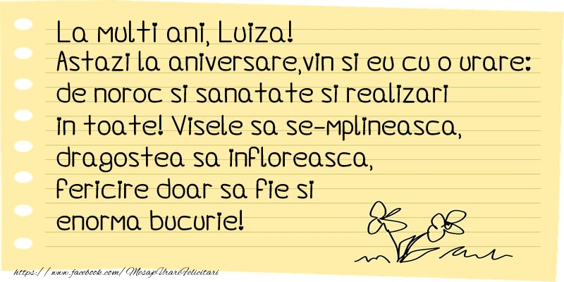 Felicitari de la multi ani - Flori & Mesaje | La multi ani Luiza!