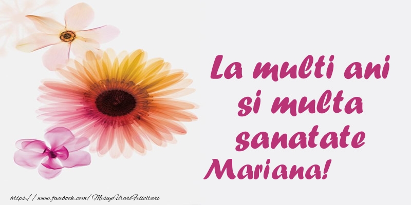 Felicitari de la multi ani - La multi ani si multa sanatate Mariana!