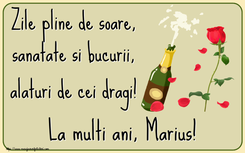  Felicitari de la multi ani - Flori & Sampanie | Zile pline de soare, sanatate si bucurii, alaturi de cei dragi! La multi ani, Marius!