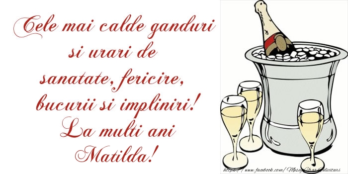 Felicitari de la multi ani - Cele mai calde ganduri si urari de sanatate, fericire, bucurii si impliniri! La multi ani Matilda!