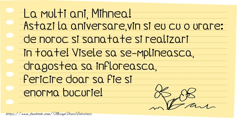 Felicitari de la multi ani - Flori & Mesaje | La multi ani Mihnea!